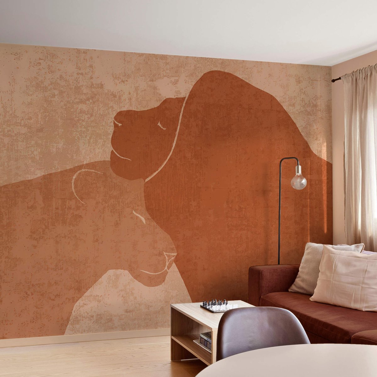 Papier peint Dessin d’un lion et d’une lionne