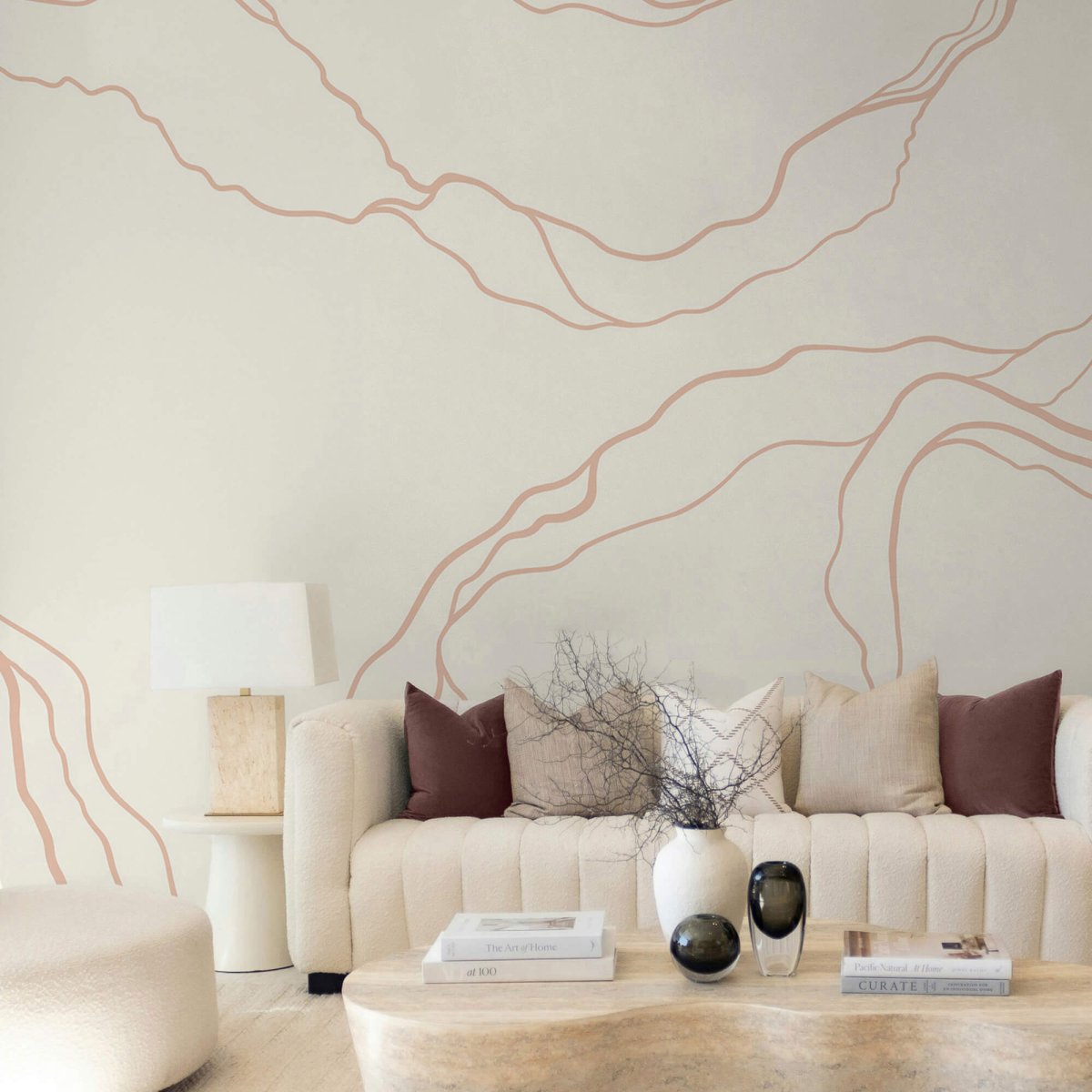 Papier peint Lignes blanches et orange – Image 2