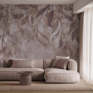Papier peint Feuilles flottantes aux teintes douces