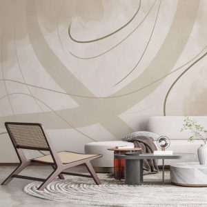 Papier peint Fond blanc et marron avec des lignes et des courbes