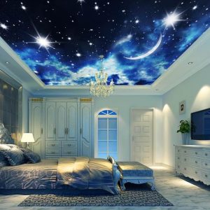 Papier peint Lune et étoiles dans le ciel