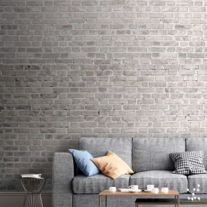 Papier peint Mur de briques blanches avec briques grises