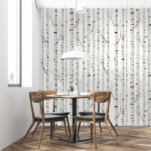 Papier peint Rideau à rayures blanches et brunes