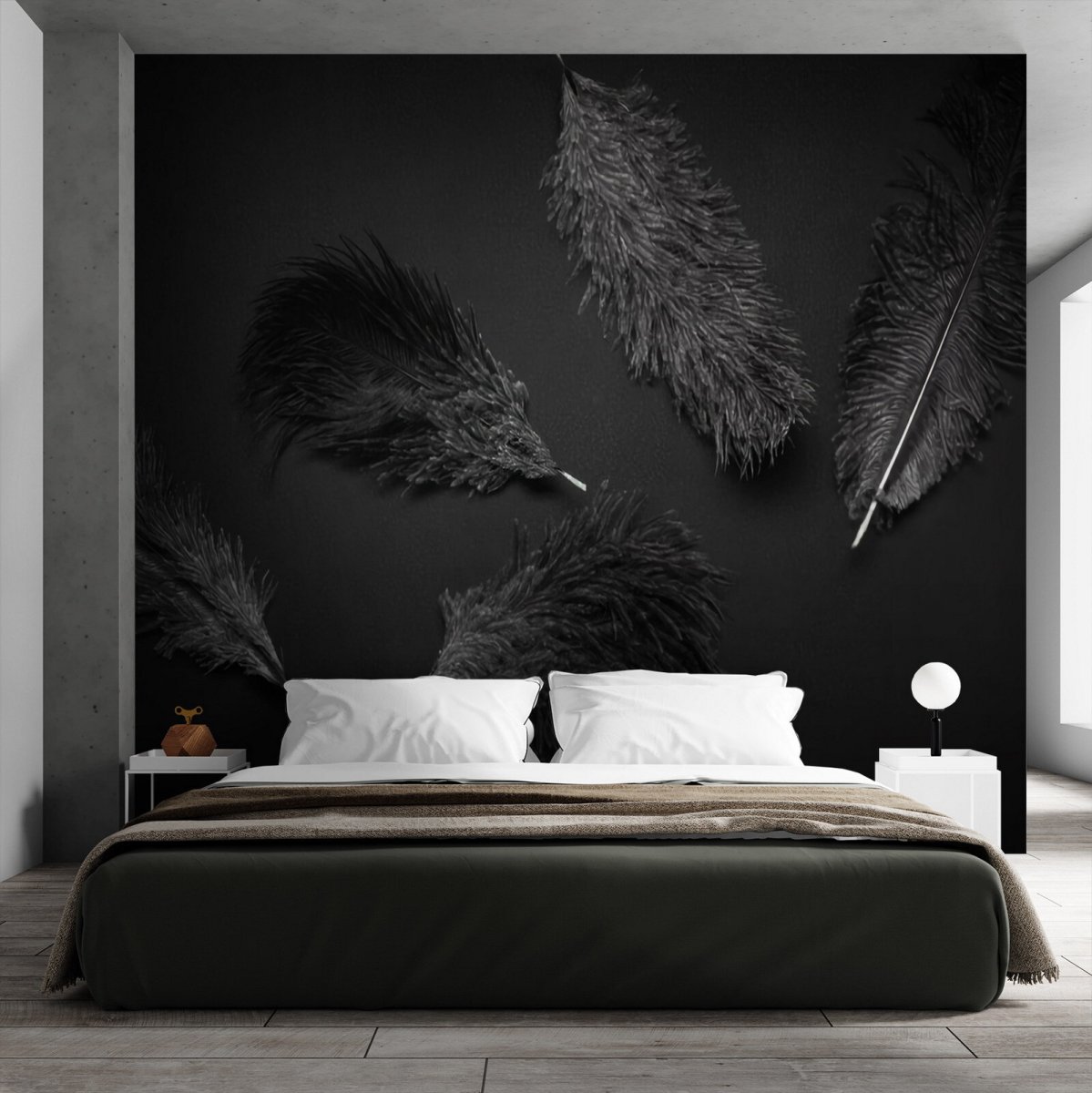 Papier peint Groupe de plumes noires