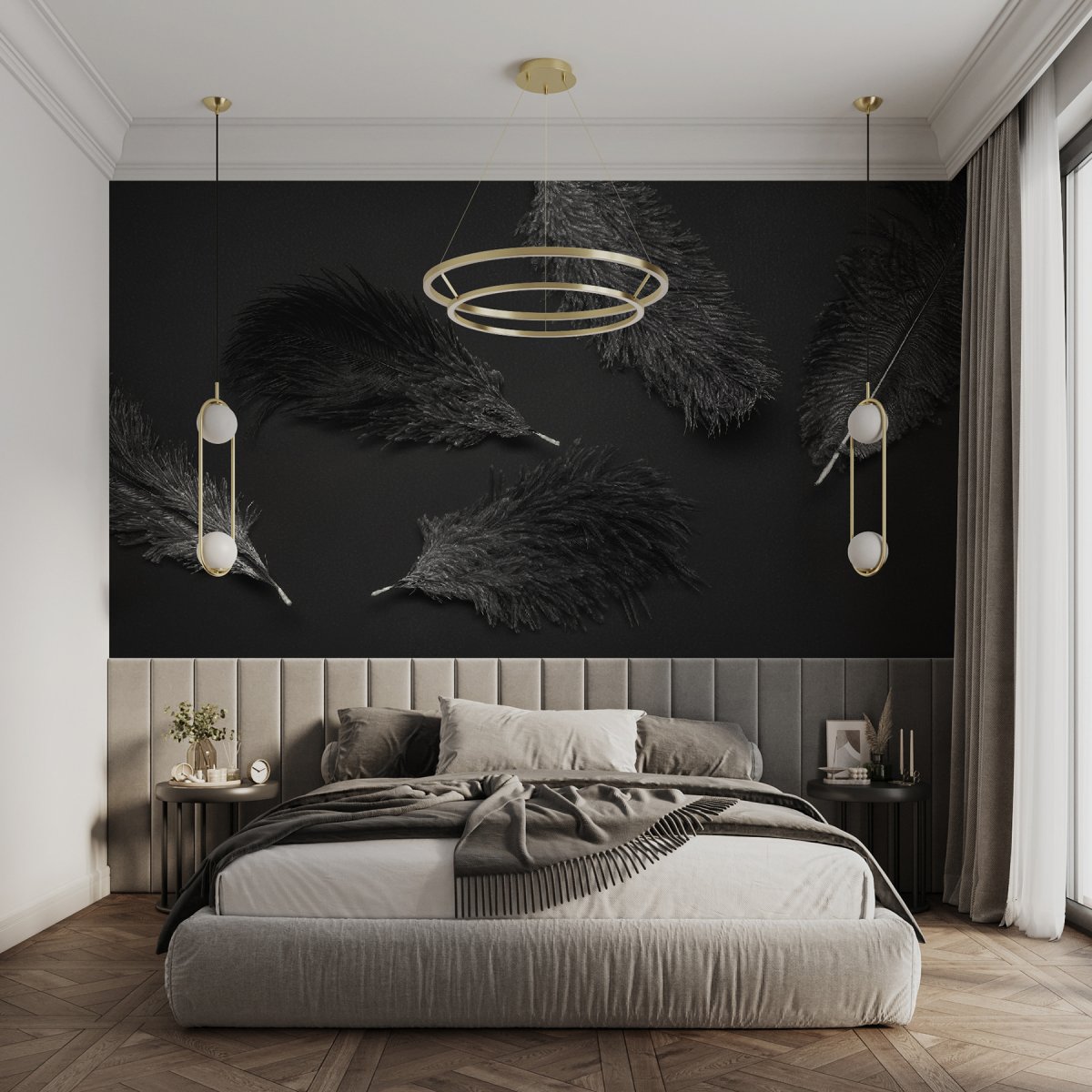 Papier peint Groupe de plumes noires – Image 6