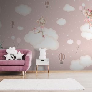 Papier peint Chat en tutu sur un nuage