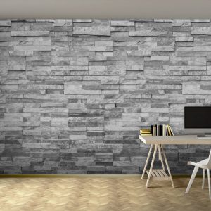 Papier peint Mur de pierres texturées dans un design monochrome