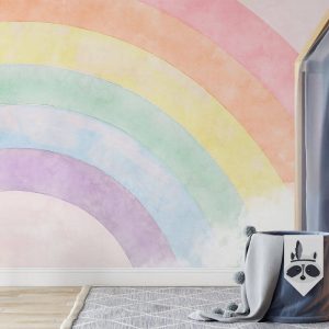 Papier peint Arc-en-ciel avec des nuages dans le ciel