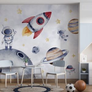 Papier peint Aquarelle d’objets spatiaux