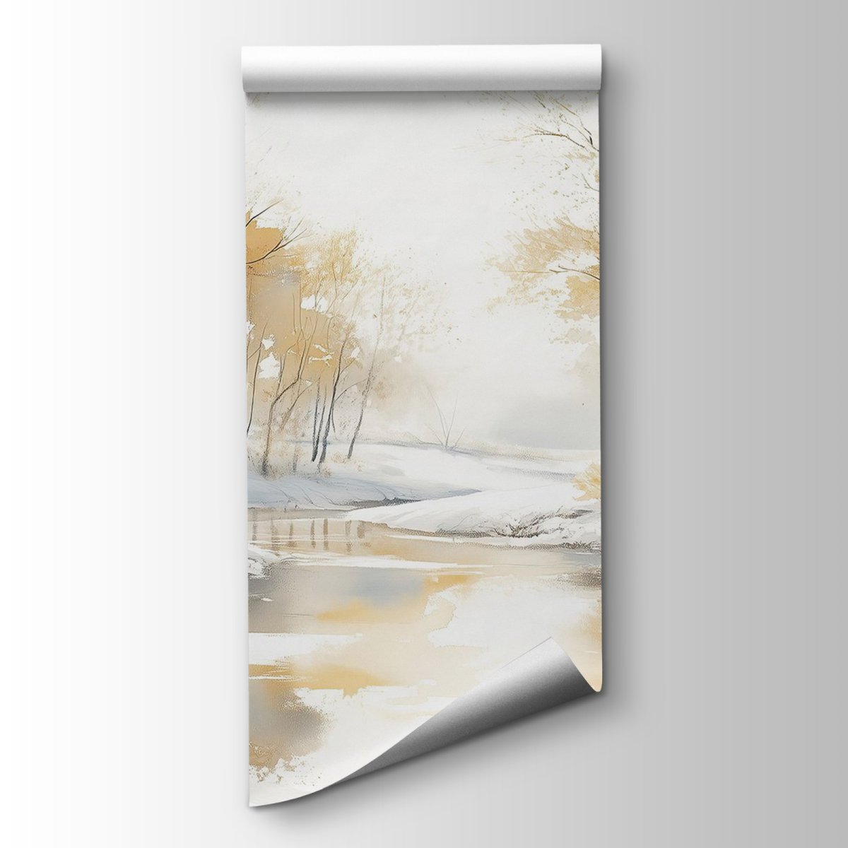 Papier peint Rivière avec neige et arbres – Image 3