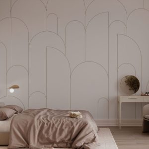 Papier peint Lignes blanches et brunes sur fond blanc