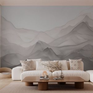 Papier peint Montagnes blanches sur fond blanc