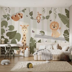Papier peint Caricature d’animaux dans la jungle