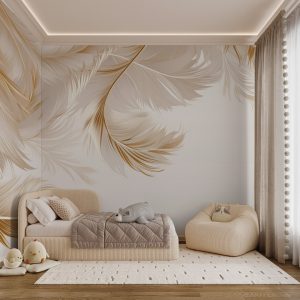 Papier peint Plumes élégantes dans des teintes douces