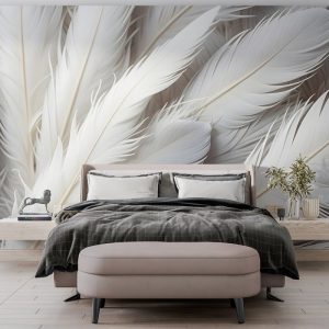 Papier peint Groupe de plumes blanches