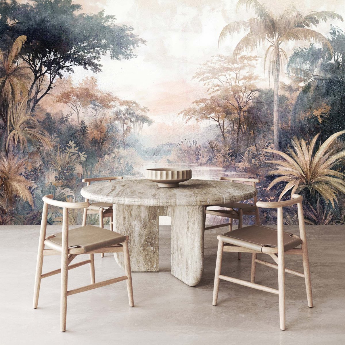 Papier peint Rivière avec arbres et plantes – Image 6