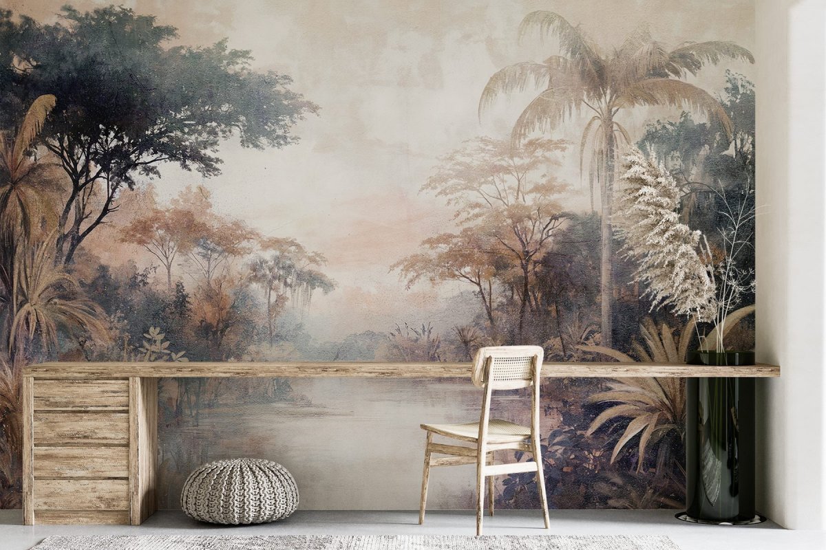 Papier peint Rivière avec arbres et plantes – Image 7